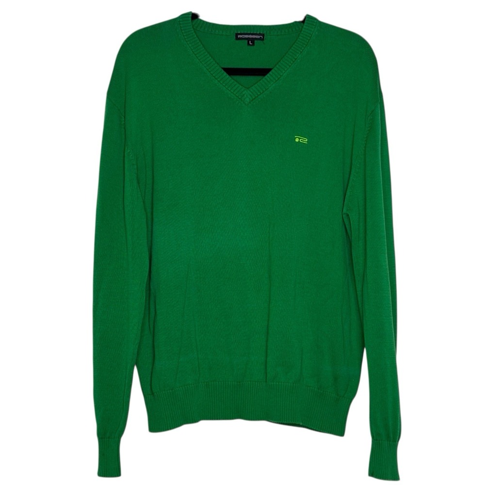 Vintage Rosasen Men's L Green V-neck Sweater Golf Preppy‎ Masters